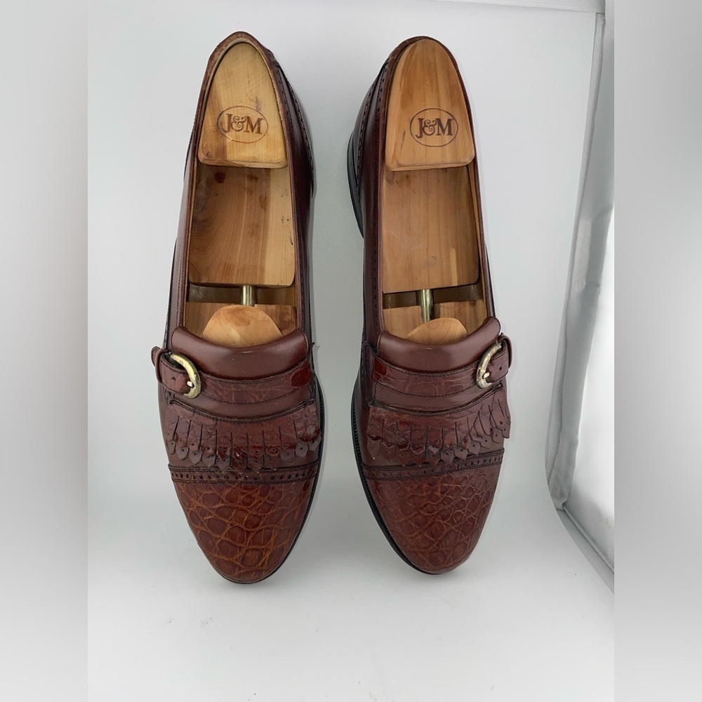 MIGUEL ANGEL Tassel Crocodile Brown Sz 10.5B Men Slip-On Loafers Made In Spain - Picture 5 of 11